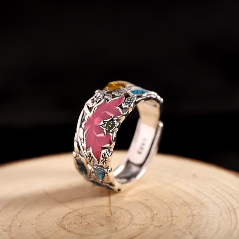 KarmaRipple's 925 Sterling Silver Lotus Koi Fish Enlightenment Ring p1