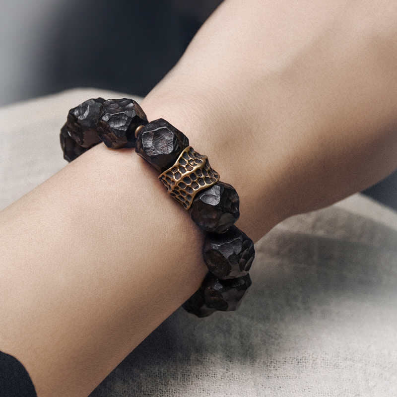 KarmaRipple's Ebony Wood Bronze Peace Balance Pair Bracelet p2