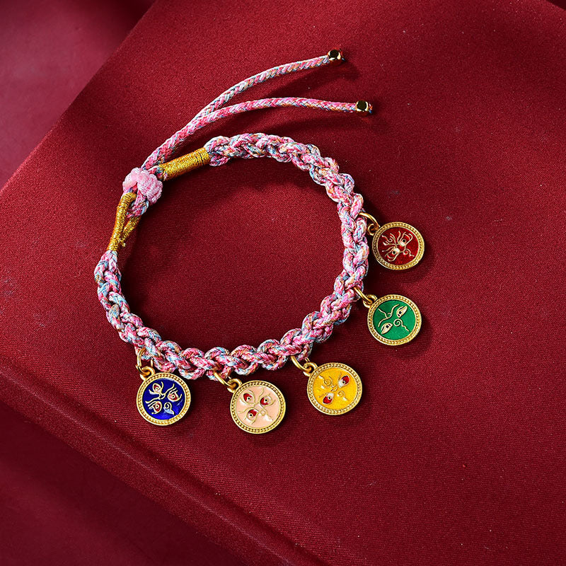 KarmaRipple's Handmade Tibetan Multicolored Rope Five God Of Wealth Fortune Braid Bracelet p4