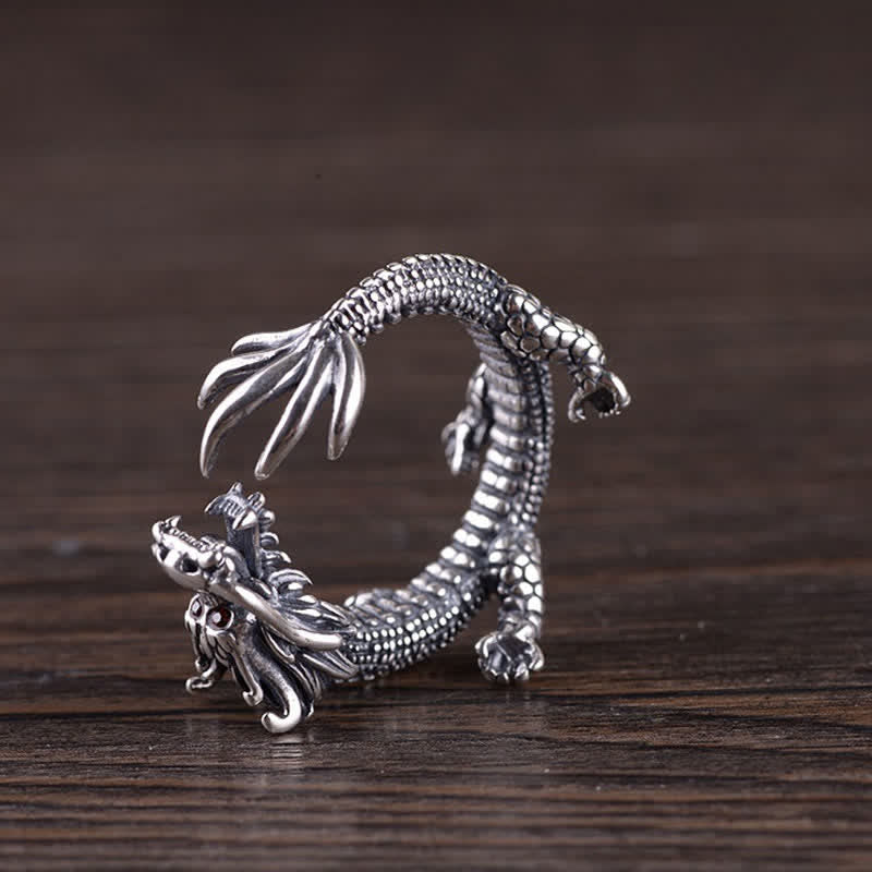 KarmaRipple's 925 Sterling Silver Dragon Fortune Protection Ring p9