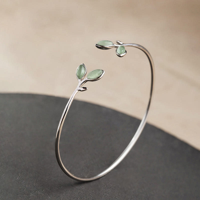 KarmaRipple's Leaf Pattern Cat Eye Support Cuff Bracelet Bangle p9