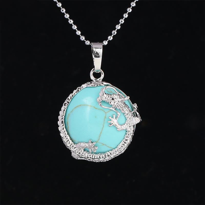 KarmaRipple's Chinese Dragon Authentic Quartz Gemstone Balancing Energy Pendant Necklace p16