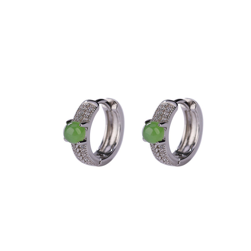 KarmaRipple's 925 Sterling Silver Round Cyan Jade Success Stud Earrings p8