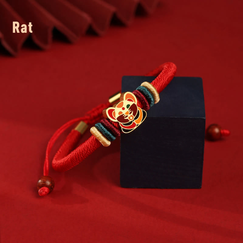 KarmaRipple's Handmade 925 Sterling Silver Year of the Dragon Cute Chinese Zodiac Fortune Woven Red Bracelet p2