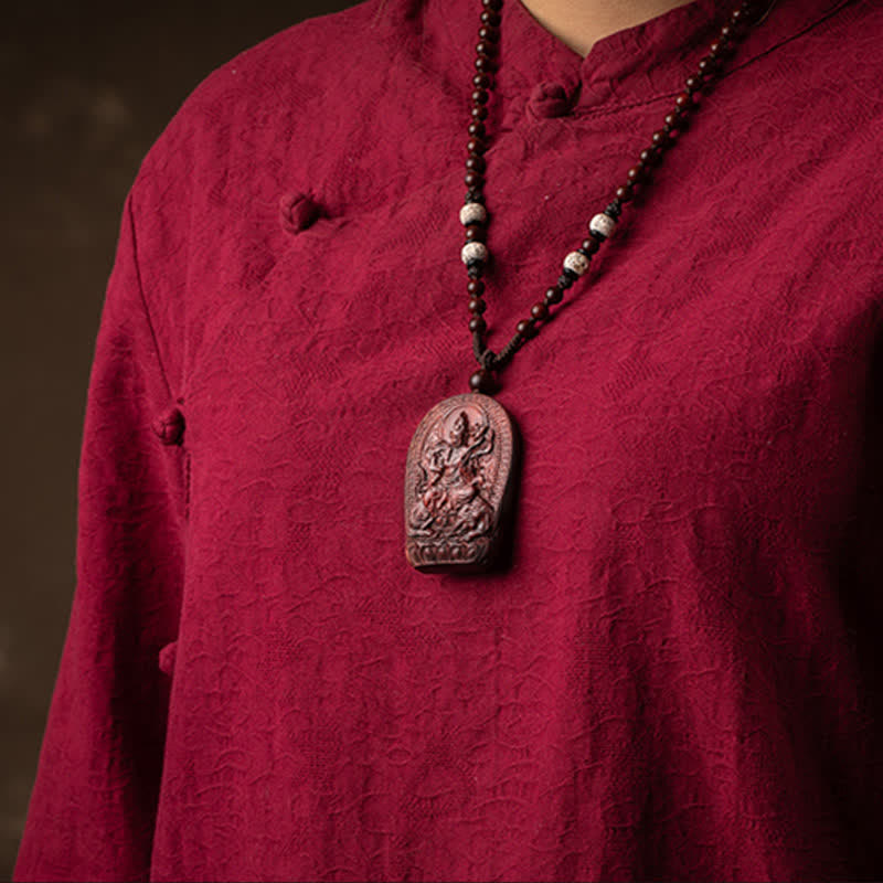 KarmaRipple's Chinese Zodiac Natal Buddha Small Leaf Red Sandalwood Lotus Protection Pendant Necklace p13