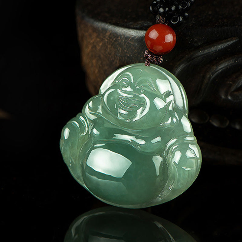 KarmaRipple's Laughing Buddha Jade Abundance String Pendant Necklace p4