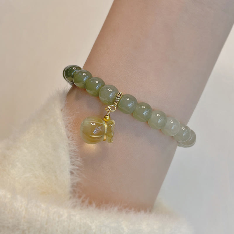 KarmaRipple's Authentic Hetian Jade Money Bag Talisman Bead Prosperity Bracelet p4