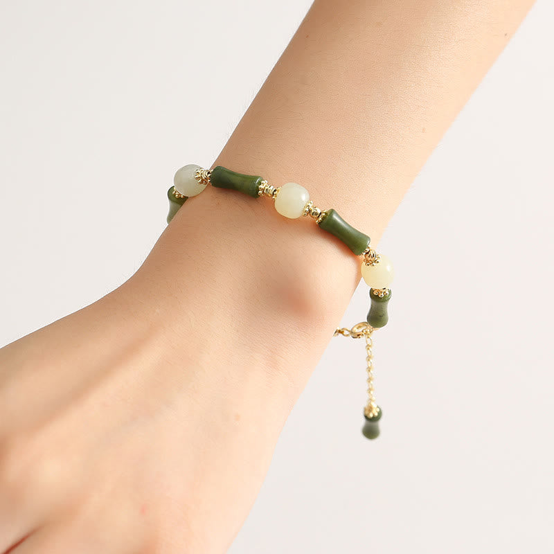 KarmaRipple's Glass Bead Bamboo Fortune Strength Chain Bracelet p13