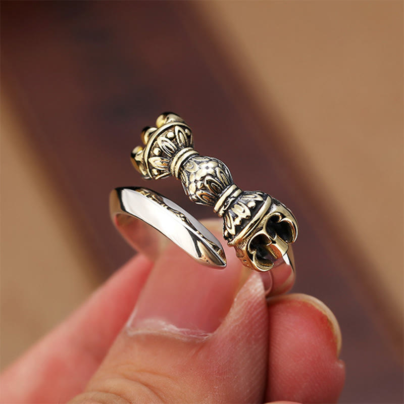 KarmaRipple's Tibetan Dorje Vajra Engraved Design Bronze Fortune Wealth Adjustable Ring p4