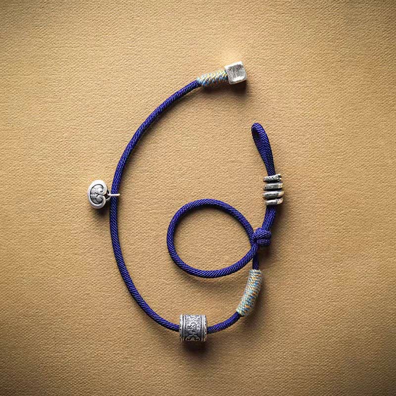 KarmaRipple's Handmade Tibetan Om Mani Padme Hum Carved Auspicious Amulet Double Wrap Rope Bracelet p4