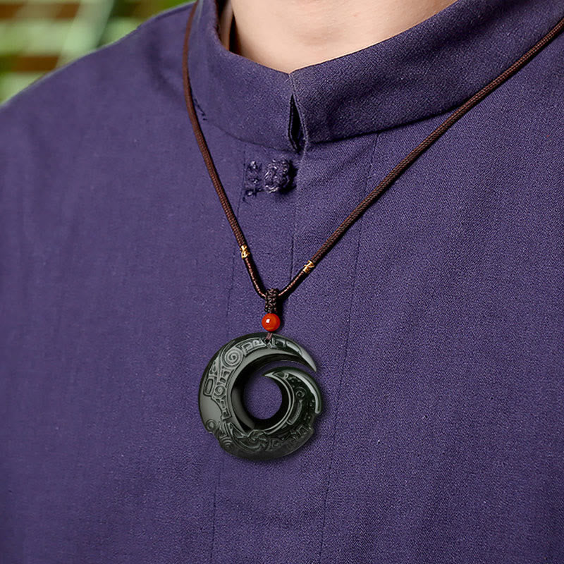 KarmaRipple's One's Fortune Improves Design Patern Authentic Hetian Cyan Jade Success Pendant Necklace p9