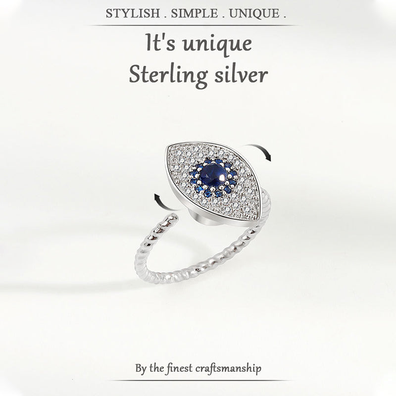 KarmaRipple's 925 Sterling Silver Evil Eye Protection Blessing Rotatable Ring p7