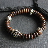 KarmaRipple's Authentic Tibetan Coconut Shell Om Mani Padme Hum Positive Bracelet