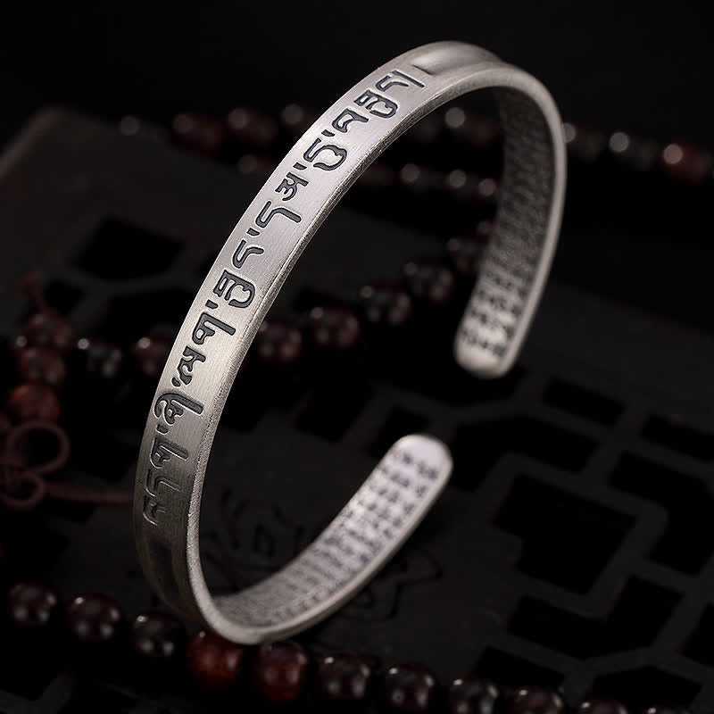 KarmaRipple's 999 Sterling Silver Six True Words Heart Sutra Protection Bracelet Bangle p2