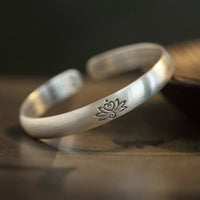 KarmaRipple's Lotus Flower Heart Sutra Ivory Bronze Balancing Fortune Bracelet