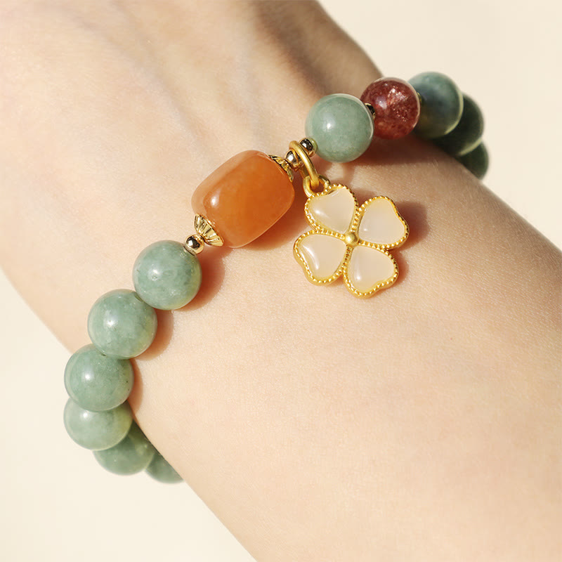 KarmaRipple's Jade Four Leaf Clover Talisman Prosperity Bracelet p4
