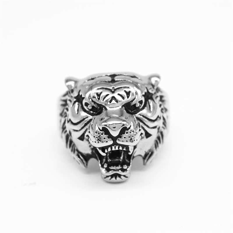KarmaRipple's Men's Animal Tiger Head Titanium Steel Balance Calm Punk Rock Biker Ring p9