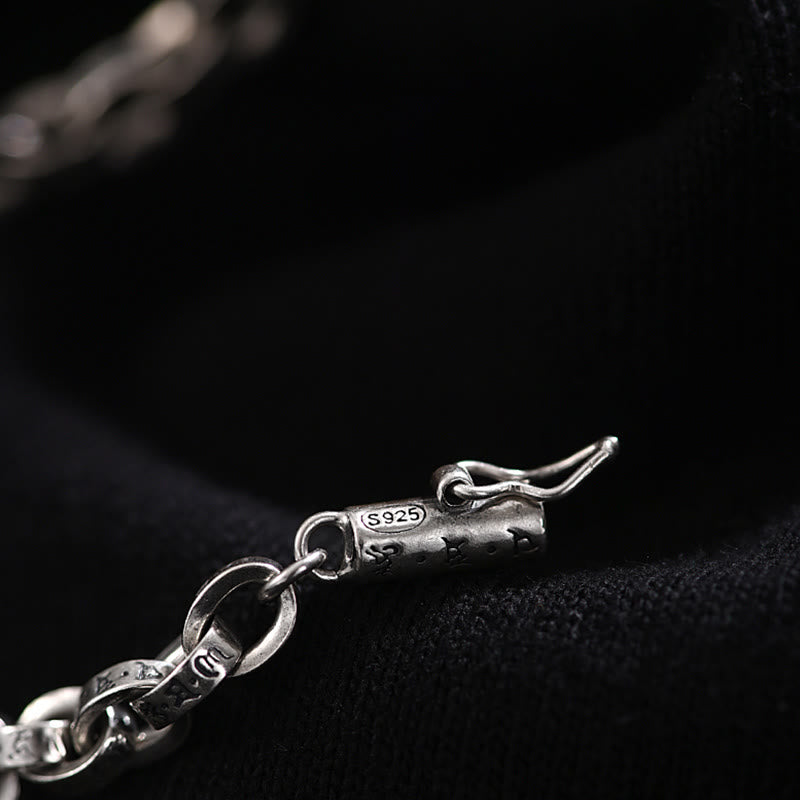 KarmaRipple's 925 Sterling Silver Om Mani Padme Hum Carved Design Creativity Metal Bracelet p7