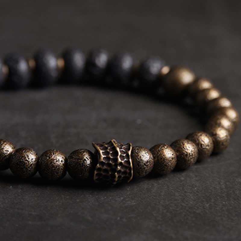 KarmaRipple's Lava Rock Stone Bronze Balance Cuff Bracelet Bangle p9
