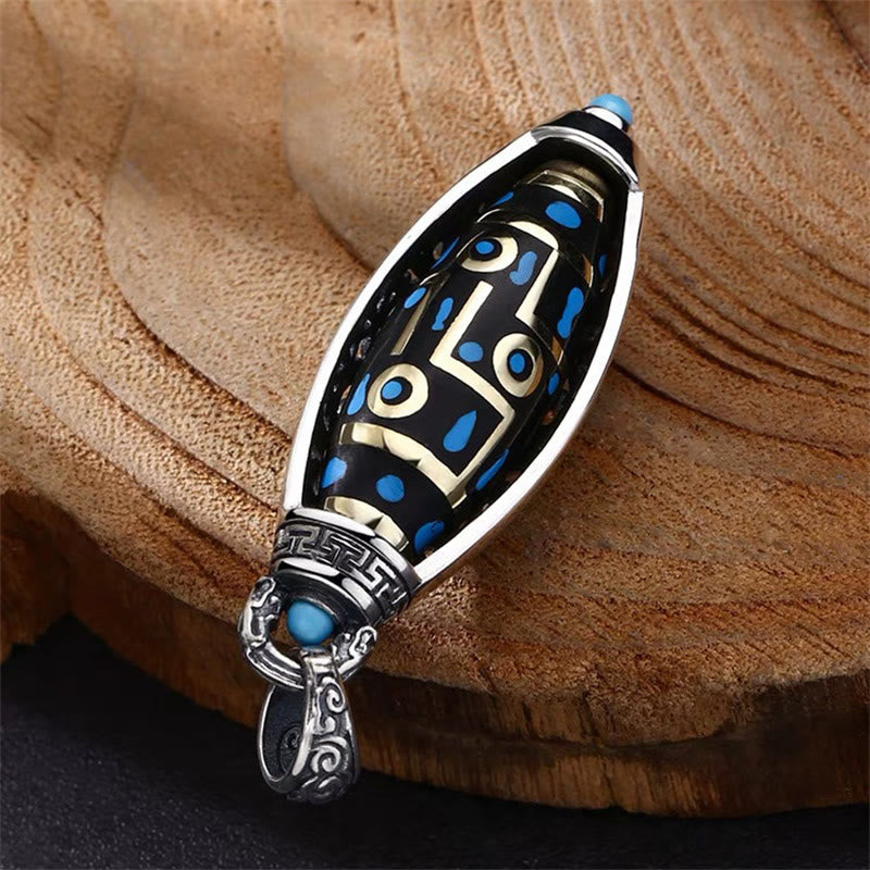 KarmaRipple's Tibetan Om Mani Padme Hum Nine-Eye Dzi Bead Pattern Peace Purity Rotatable Pendant Necklace p7