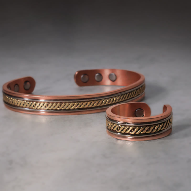 KarmaRipple's Magnetic Bronze Balance Adjustable Cuff Bracelet Bangle Ring p15