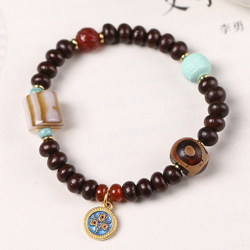 KarmaRipple's Authentic Tibet Purple Bodhi Seed Dzi Bead God of Wealth Wisdom Bracelet p8