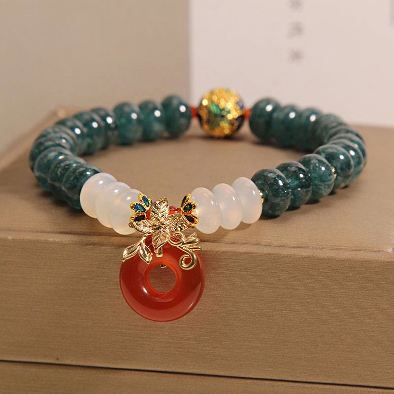 KarmaRipple's Jade Ivory Agate Red Agate Peace Buckle Abacus Beadwork Fortune Bracelet p3