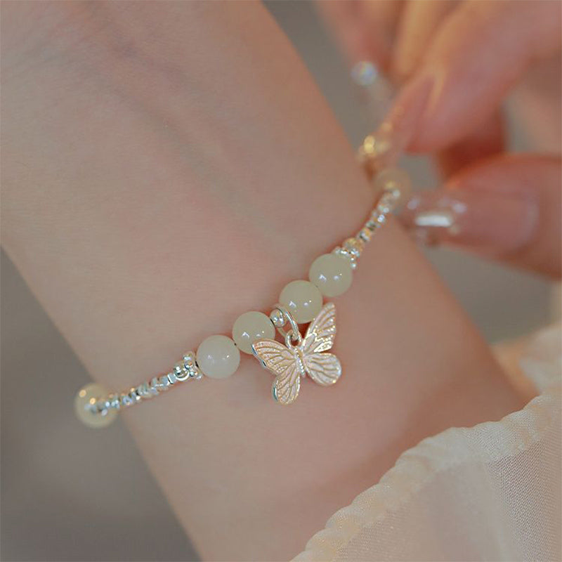 KarmaRipple's 925 Sterling Silver Authentic Hetian Jade Fortune Butterfly Talisman Bracelet p12
