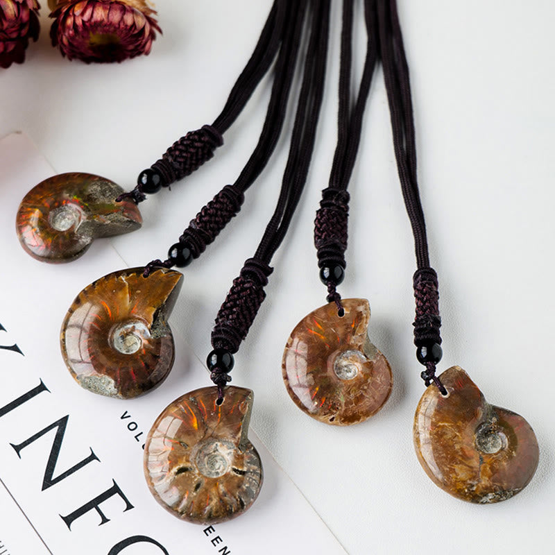 KarmaRipple's Authentic Ammonite Fossil Snail Pattern Meditation Balancing Pendant Necklace p6