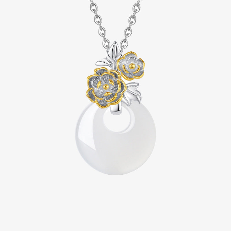 KarmaRipple's 925 Sterling Silver Round Chalcedony Twelve Months Flower Balance Pendant Necklace p4