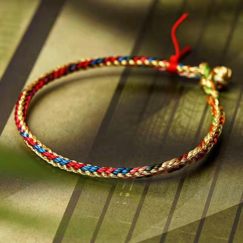 KarmaRipple's 925 Sterling Silver Fu Character Zongzi Pattern Multicolored String Fortune Handmade Woven Bracelet p39