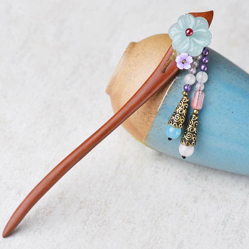 KarmaRipple's Red Sandalwood Amethyst Aventurine Protection Hairpin Decoration p3