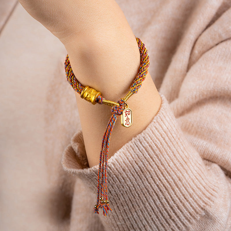 KarmaRipple's Handmade Multicolored Tibetan Om Mani Padme Hum Ruyi Auspicious Talisman Woven Bracelet p2