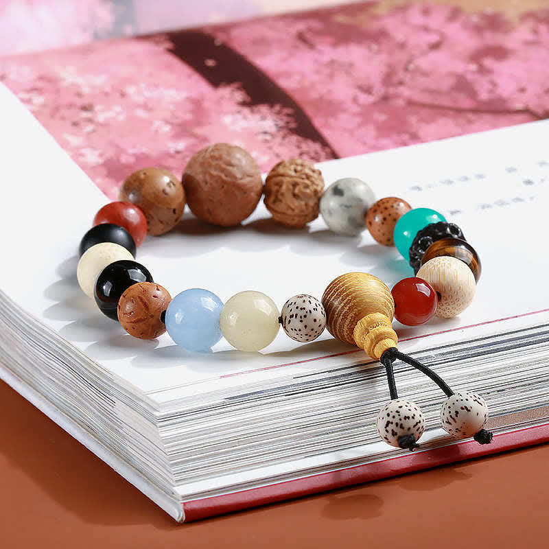 KarmaRipple's Bodhi Seed Agate Wisdom Balance Wrist Mala Bracelet p5