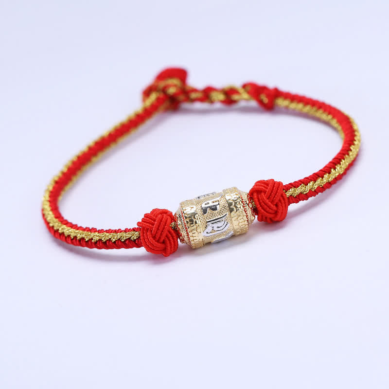 KarmaRipple's 925 Sterling Silver Om Mani Padme Hum Prayer Wheel Fortune Strength Red String Bracelet p1