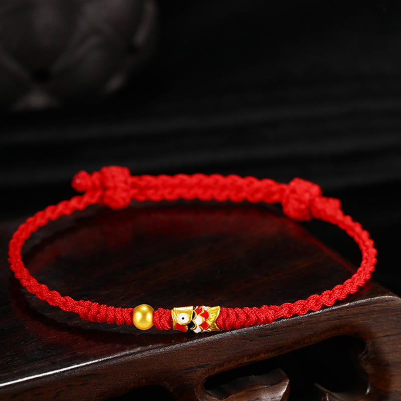 KarmaRipple's 999 Gold Fortune Koi Fish Handcrafted Woven String Bracelet p5