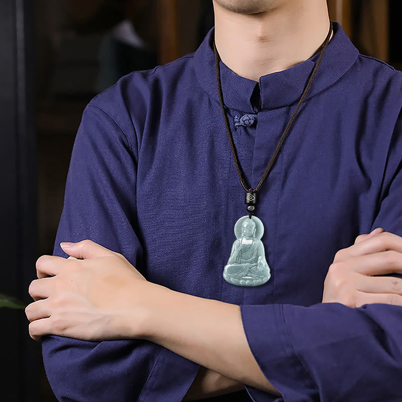 KarmaRipple's Amitabha Buddha Authentic Jade Lotus Amulet Compassion String Pendant Necklace p4