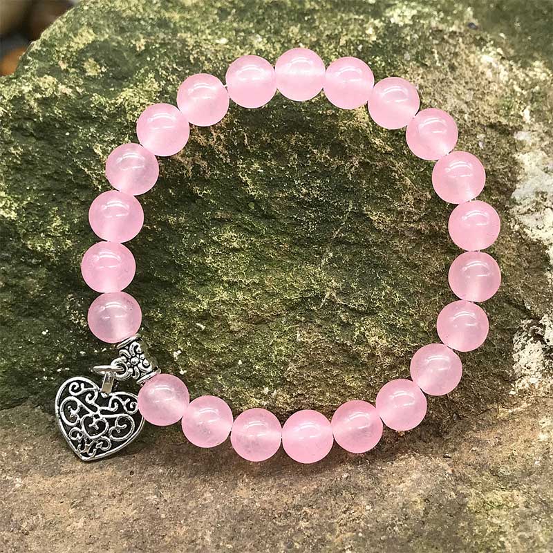 KarmaRipple's Authentic Gemstone Fortunate Love Heart Talisman Stretch Bracelet p12