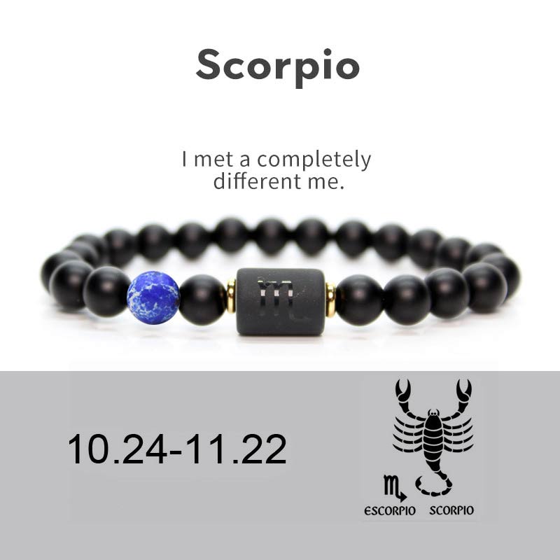 KarmaRipple's 12 Constellations of the Zodiac Black Onyx Adjustable Bracelet p20