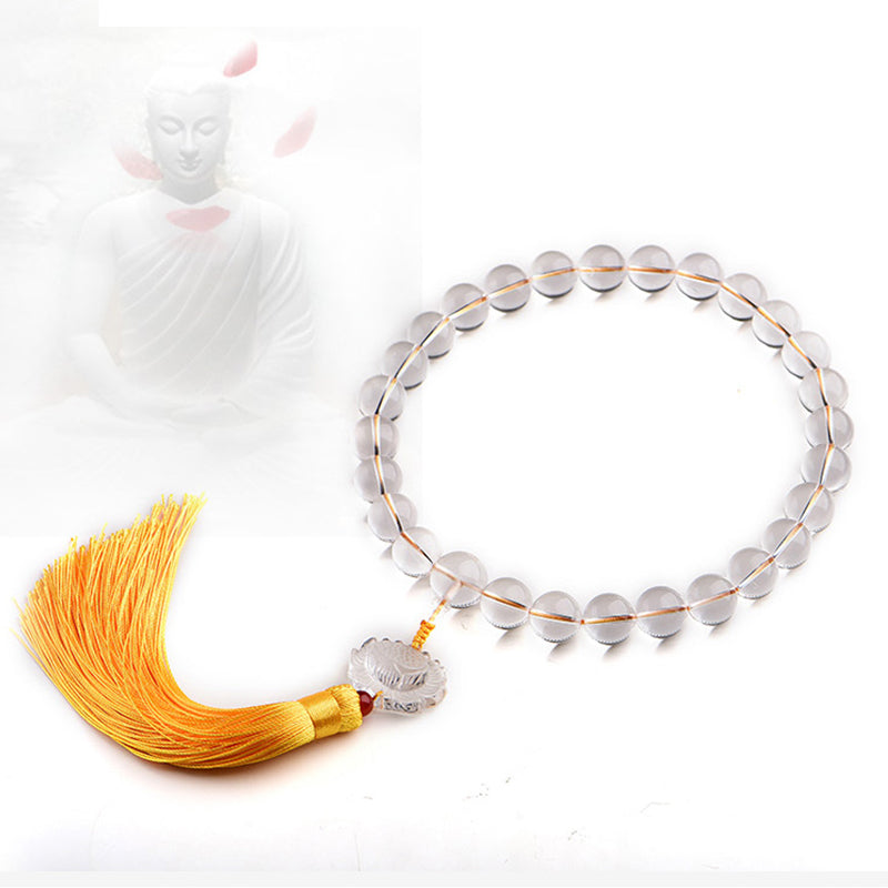 KarmaRipple's Authentic Ivory Gemstone Lotus Wrist Mala Meditation Tassels Pocket Mala Car Decoration p5
