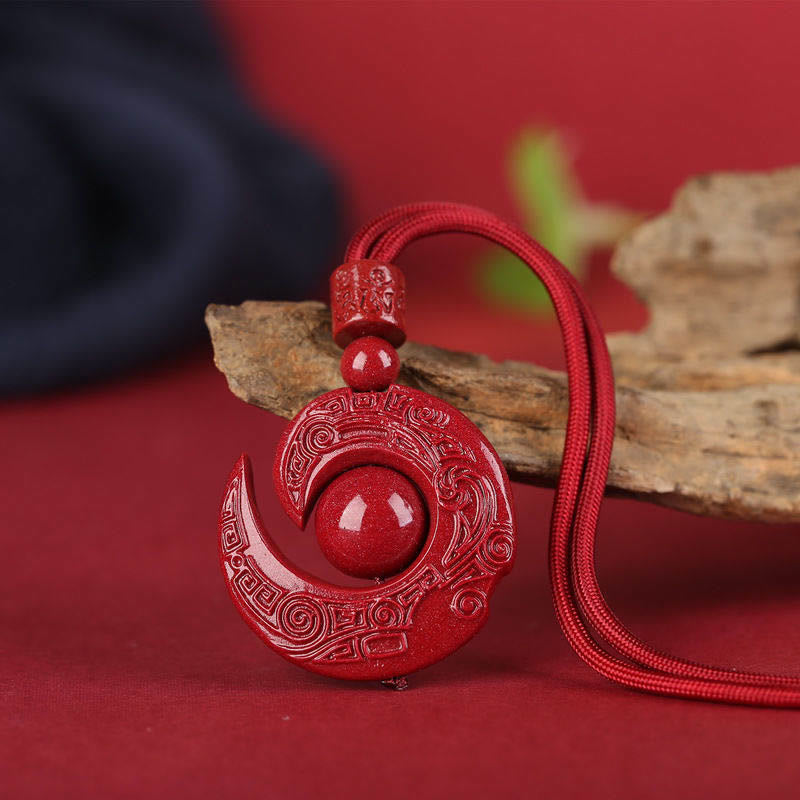 KarmaRipple's One's Fortune Improves Design Patern Authentic Cinnabar Concentration Pendant Necklace p7