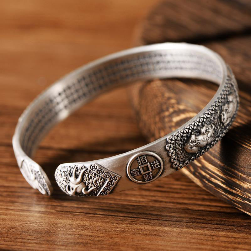 KarmaRipple's Tibetan PiXiu Heart Sutra Coin Ivory Bronze Wealth Bracelet Adjustable Bangle p4