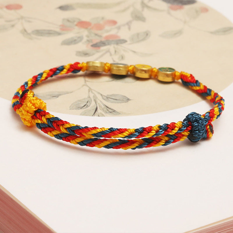KarmaRipple's Handmade Dunhuang Color Thread Peace And Joy Protection Braid String Bracelet p6