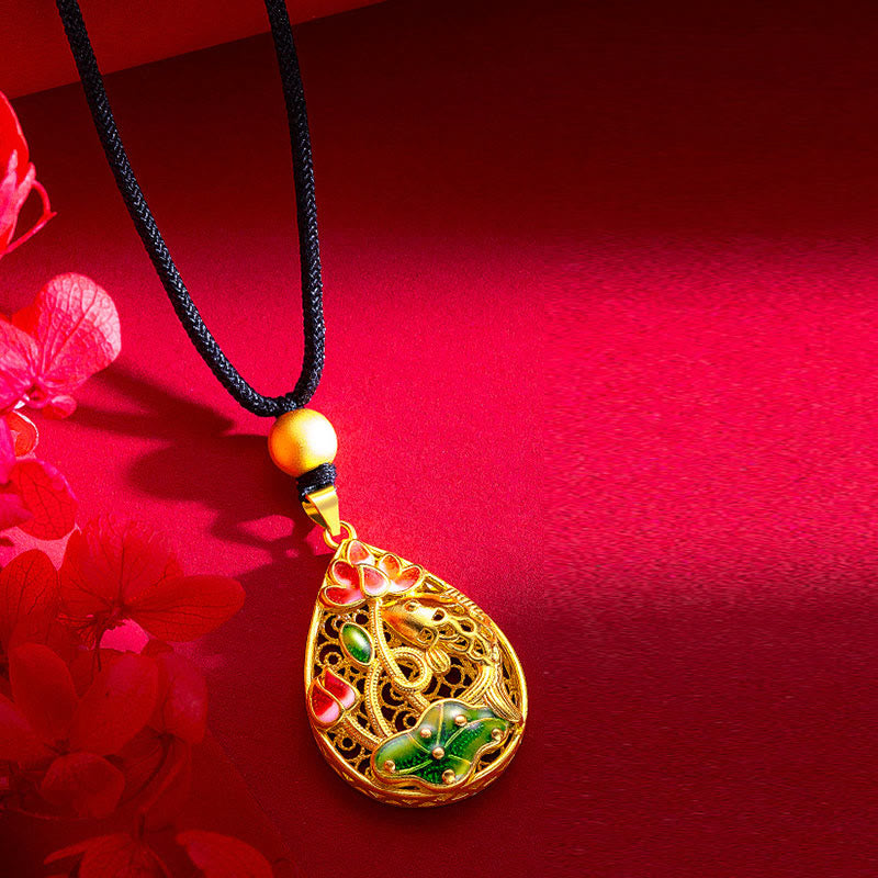 KarmaRipple's Koi Fish Lotus Flower Leaf Bronze Fortune Pendant Necklace p3