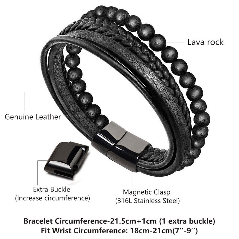 KarmaRipple's Authentic Lava Rock Black Onyx Bead Leather Bracelet p6
