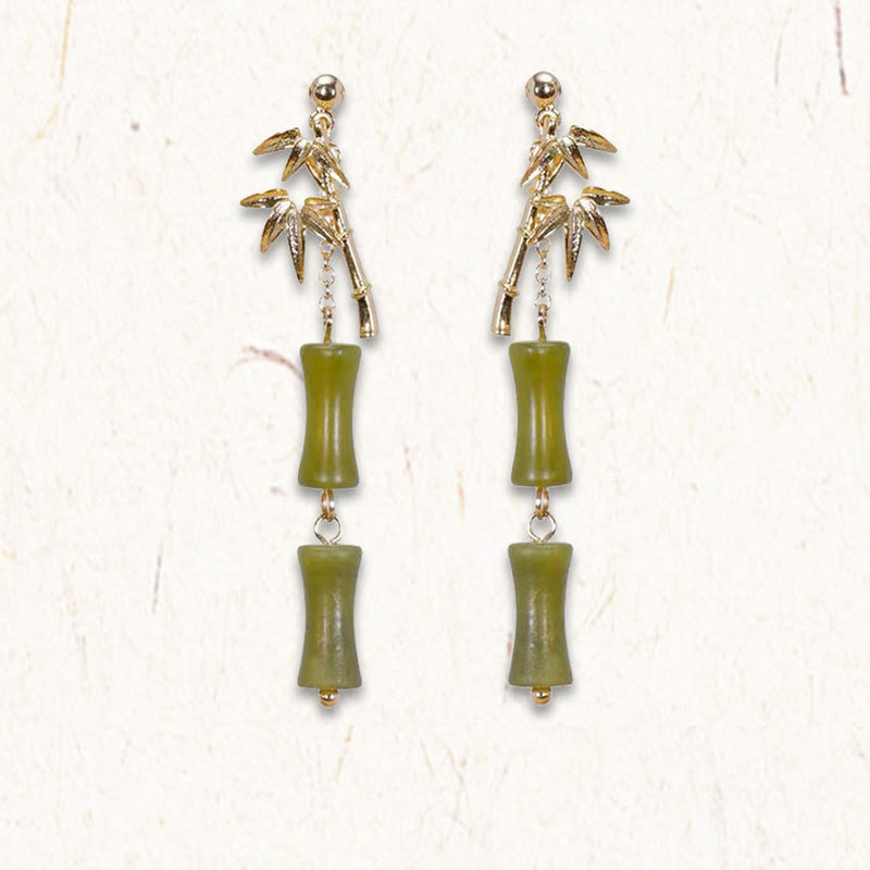 KarmaRipple's 925 Sterling Silver Posts Bronze Plated Gold Authentic Peridot Bamboo Leaf Drop Earrings p4