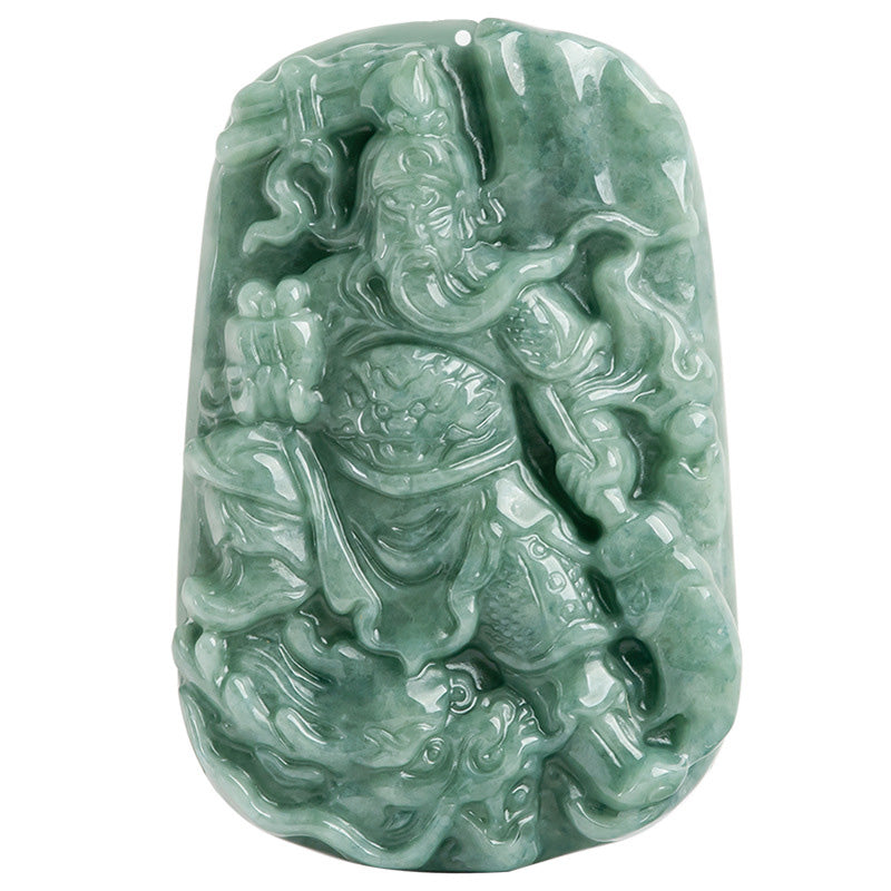 KarmaRipple's Authentic Jade Guan Gong Amulet Wealth Pendant Necklace p11