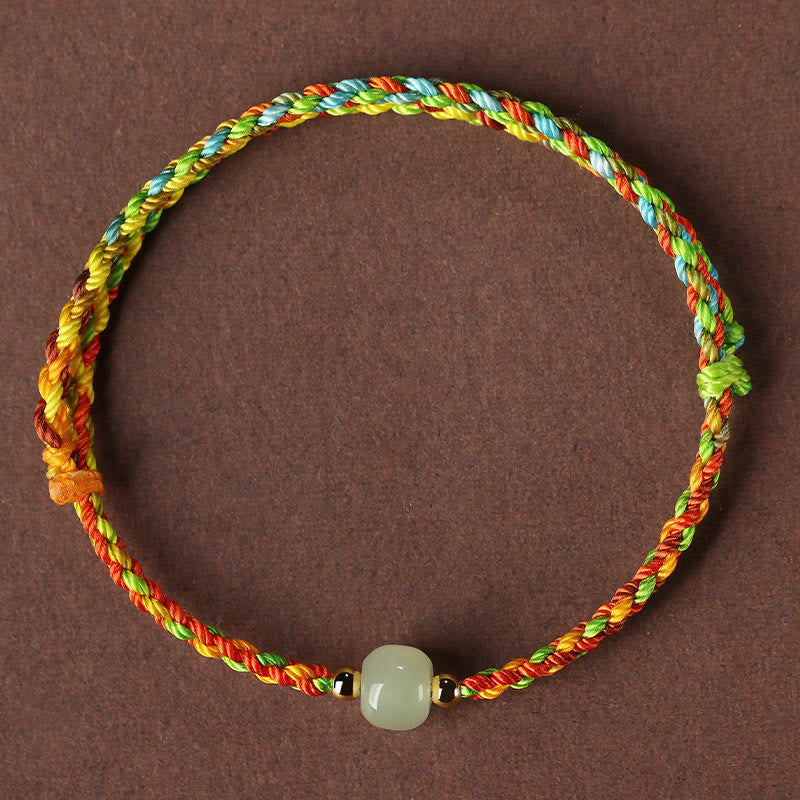 KarmaRipple's Colorful Rope Fortune Jade Bead Abundance Bracelet p1