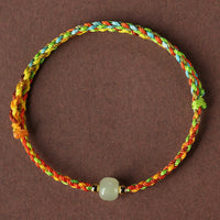 KarmaRipple's Colorful Rope Fortune Jade Bead Abundance Bracelet