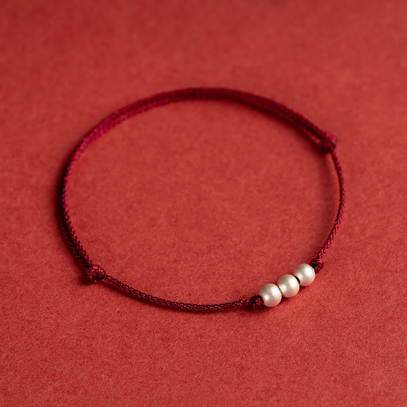 KarmaRipple's 925 Sterling Silver Three Beadwork Protection String Bracelet Anklet p4